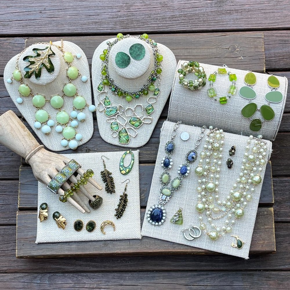 Vintage Mod Lot of Shades of Green Jewelry